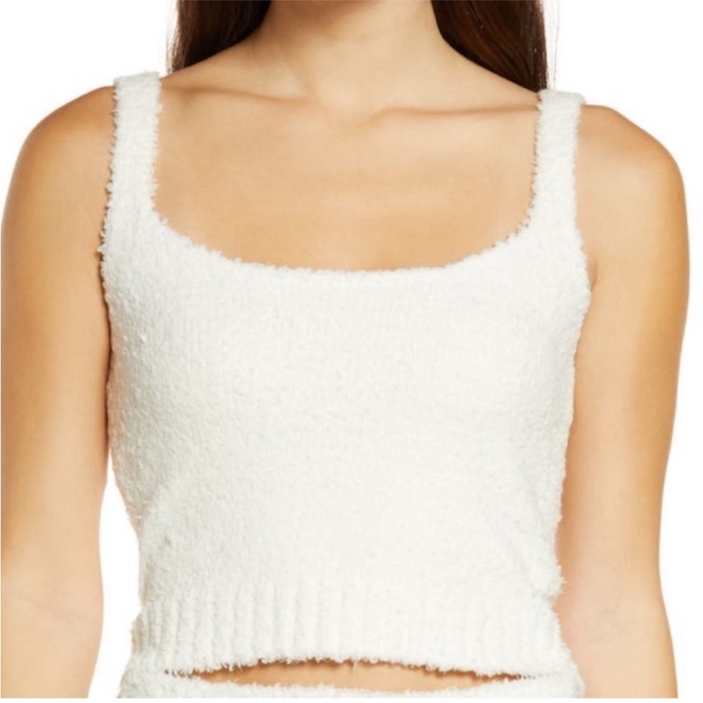 SKIMS Cream Ribbed Crop Tank Top